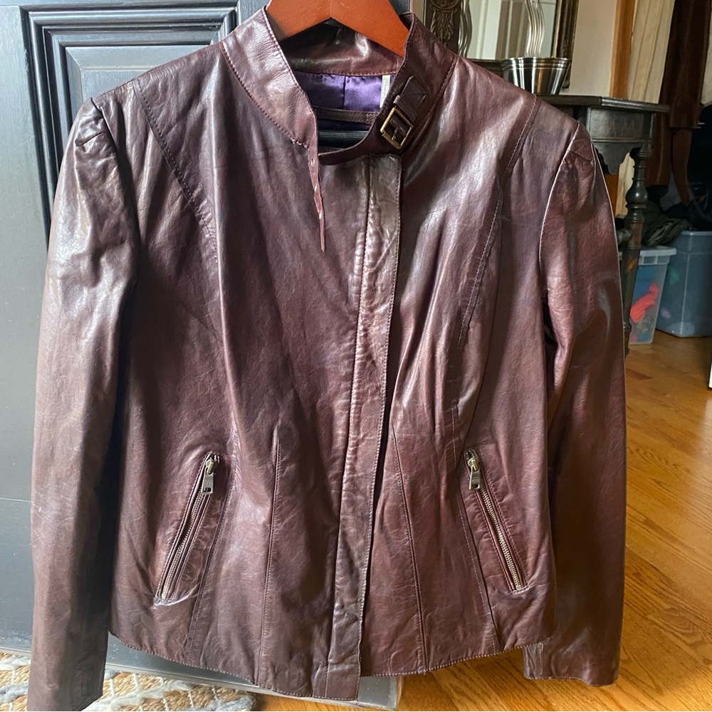 Andrew Mark NEW Women’s Dark Red Leather Jacket L Large